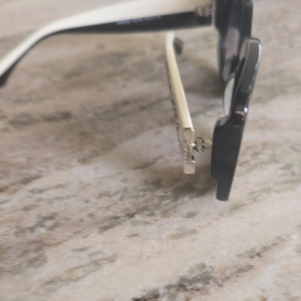 CHANEL Black and White Crystal Logo Sunglasses